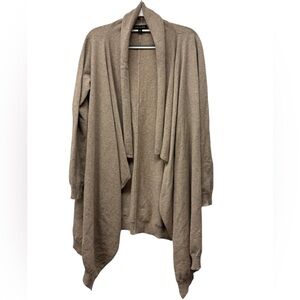 Plush Cashmere tan open front cardigan